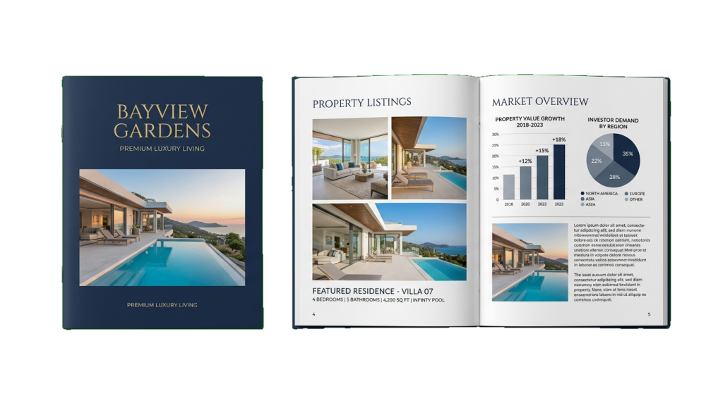 Sales Decks Firefly Premium 3D Mockup Of Luxury Real Estate 16 Page Sales Deck Booklet Navy Blue Cover W 996708 7a06785c 1024x572