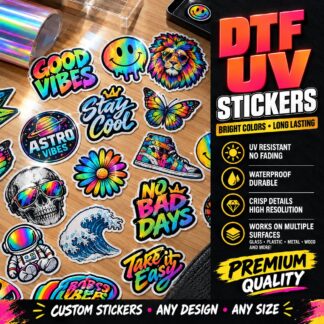 Premium UV DTF Stickers – 22"*36" Jumbo Roll - No Weeding, No Heat Press Required